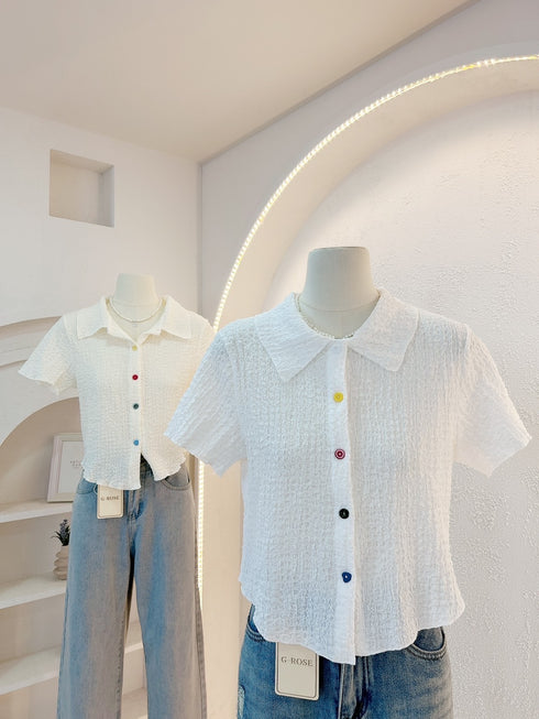 Casual Buttons Up Short Sleeves Tops